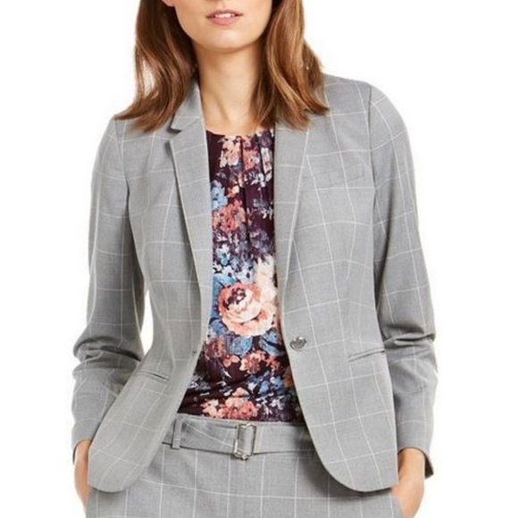 Calvin Klein Jackets & Blazers - Womens Gray Pinstripe Suit Jacket Size 14P